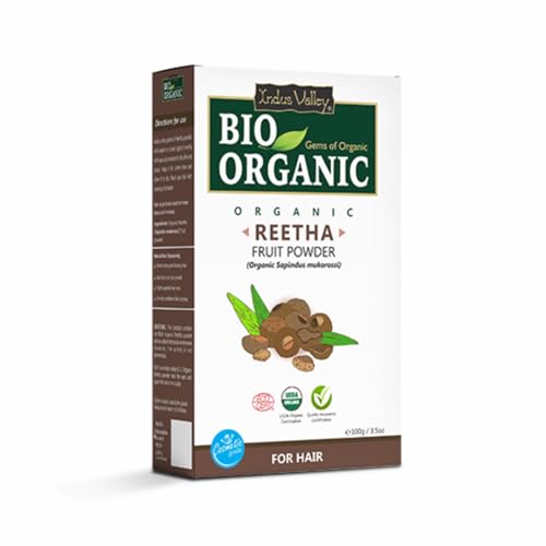 Indus Valley Organic Reetha Powder 100g - Natural Hair & Scalp Cleanser, Vegan & Cruelty-Free