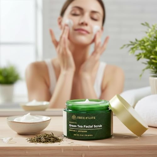 Tree of Life Green Tea Exfoliating Facial Scrub - Pore Clarifying Face Polish