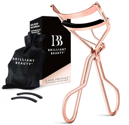 Brilliant Beauty Eyelash Curler - Award Winning Rose Gold Design with Satin Bag & Refill Pads