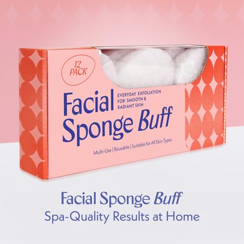 Berkland 12-Pack Facial Sponge Buffs - Gentle Daily Exfoliating Pads