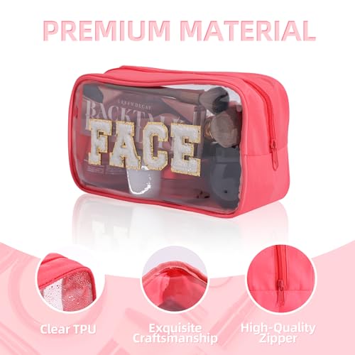 Antimbee Clear Makeup Bags with Chenille Letters - 4 Pack