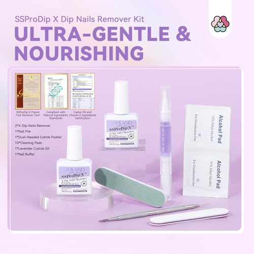 SAVILAND Dip Powder Remover Kit 2x15ml with Cuticle Oil Pen & Tools