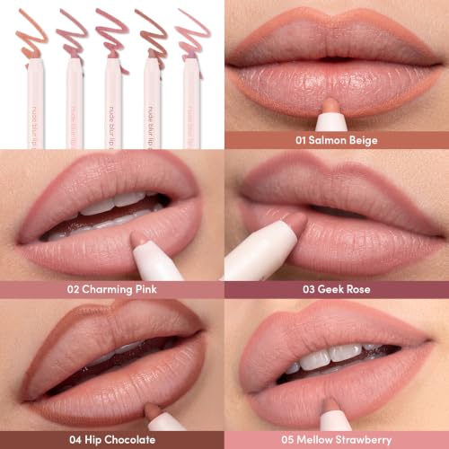 COLORGRAM Nude Blur Lip Pencil 03 Geek Rose | Soft Blurring Lip Liner for Natural Lips