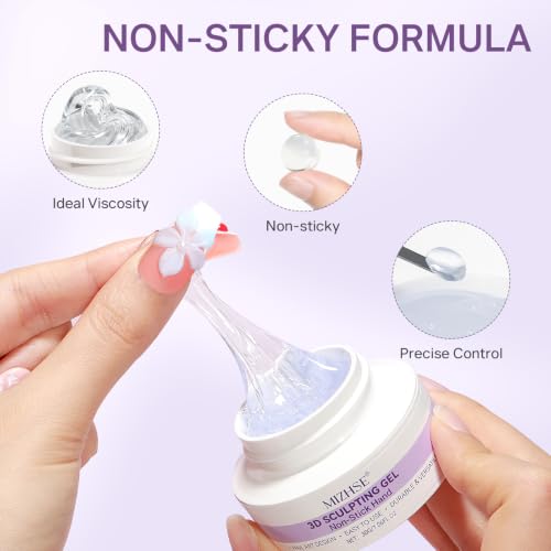 MIZHSE 2x30g 3D Nail Gel Kit with Sculpture Pen – Clear + White