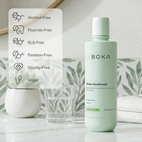 Boka Renew Gentle Mint & Lemongrass Mouthwash 16 fl oz – 1 Pack, pH-Balanced, Fluoride-Free