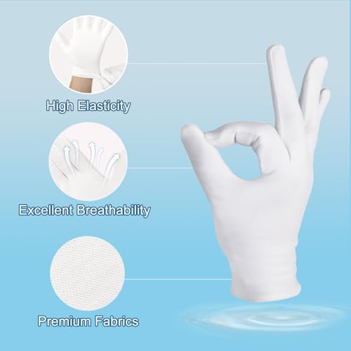 38-Pack White Cotton Gloves for Moisturizing & Eczema Care – Unisex, Soft & Disposable