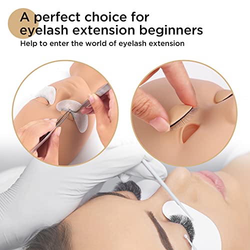 LASHVIEW Lash Mannequin Head with 4 Pairs Replaceable Eyelids for Training