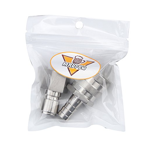304 Stainless Steel Quick Disconnect Set for Homebrewing - 1/2" FPT & Barb Connectors