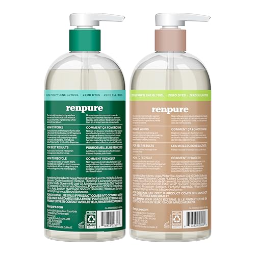 Renpure Tea Tree & Mint + Coconut & Vitamin E Body Wash Set - 2x24oz