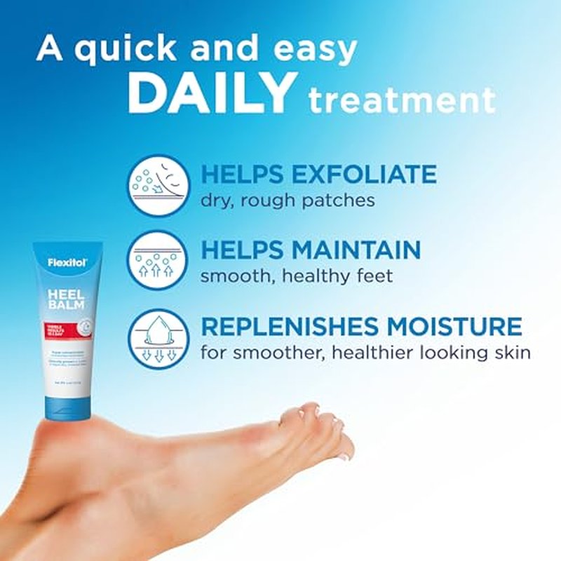 Flexitol Heel Balm, Cracked Heel Cream & Foot Balm, Intensive Hydration for Dry, Rough Feet & Heels, Urea-Based Moisturizing Cream, 4 oz Tube