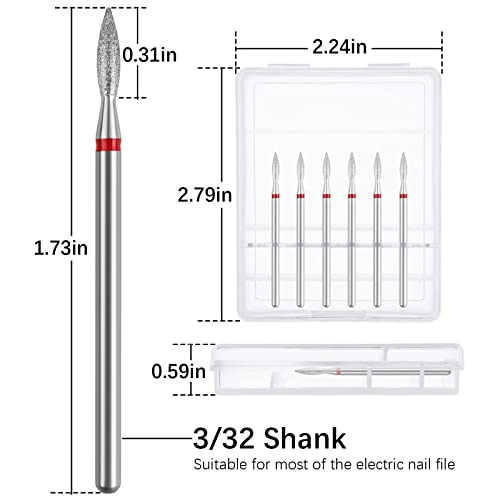 Flame Cuticle Nail Drill Bit Set - 6pcs for Electric Nail Files