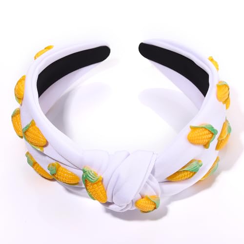 Corn Print Knotted Headband for Women & Girls - Tropical Summer Hair Accessory