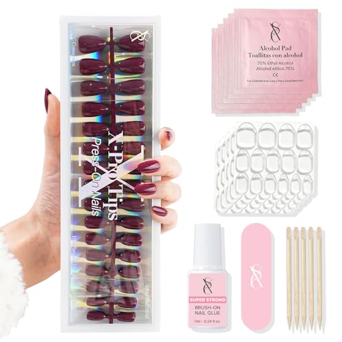 SXC Press On Nails Royal Rose - Short Almond Fake Nails 16 Sizes 160 pcs