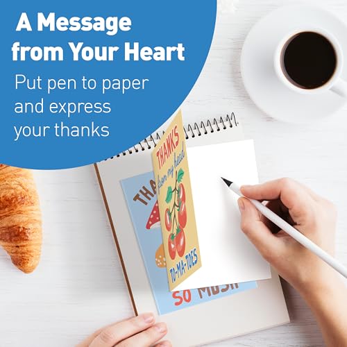Funny Thank You Cards - 24 Punny Blank Cards with Envelopes