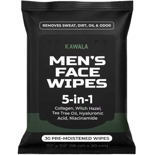 Kawala 5-in-1 Men’s Face Cleansing Wipes – Anti-Aging & Acne-Prone Skin