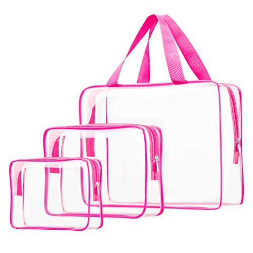 3-Piece Clear Toiletry Bag Set, TSA Approved Travel Cosmetic Organizer