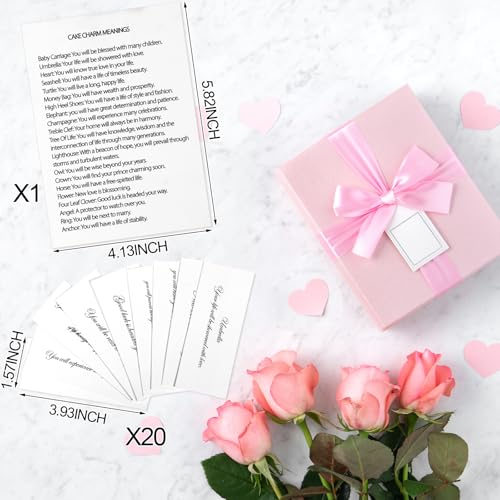 20 Pcs Wedding Cake Pull Charms Set with Blessing Cards