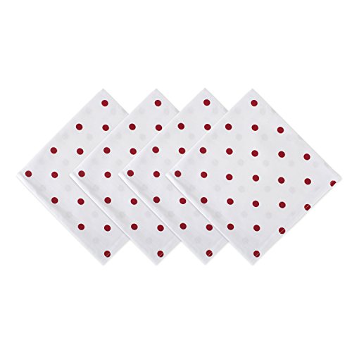 DII Polka Dot Cotton Napkins Set of 4 - 18x18 Inches, White/Red