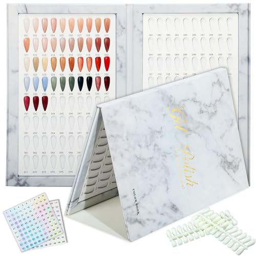 White Nail Color Book with 240 False Tips & Number Stickers - Professional Nail Swatch Organizer