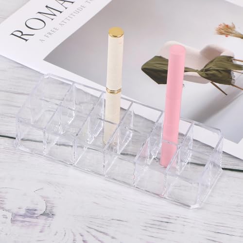 12-Slot Acrylic Lipstick Organizer Case - Clear Makeup Storage