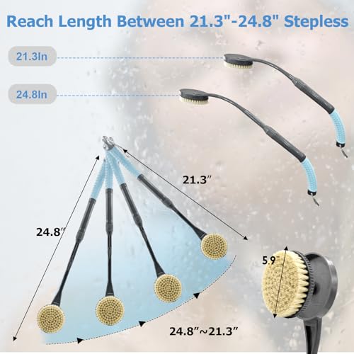 Gobiteli Long Handle Back Scrubber - Exfoliating Shower Brush