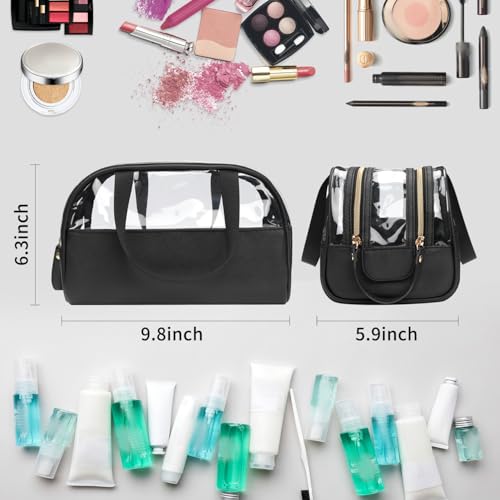 Ethereal Black Clear Makeup Bag Large TSA Approved Toiletry Organizer for Women