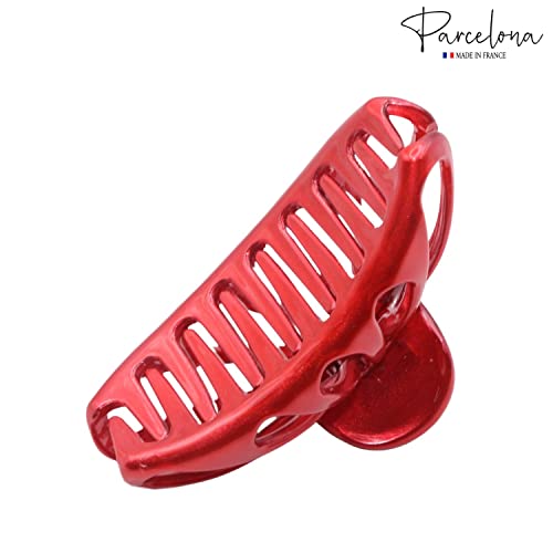 Parcelona Glossy Red 2.75" Hair Claw Clip for Women & Girls
