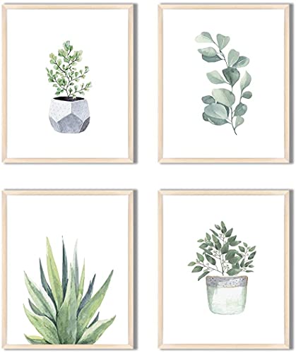 HerZii Botanical Wall Art Prints Set of 4 | 5x7 Unframed Decor