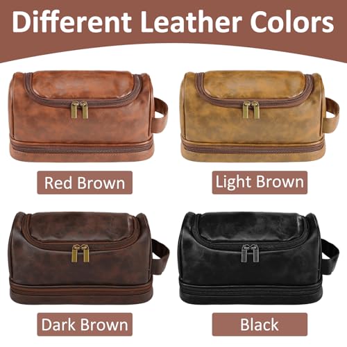 Sparklove Personalized Toiletry Bag for Men Gifts, Father Day Gifts Custom Leather Shaving Bag, Engraved Travel Bag, Birthday Present for Dad Husband Groomsmen Son Wedding Anniversay
