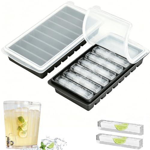Silicone Long Ice Cube Tray for Water Bottles - Stackable & Easy Release (2 Pack)