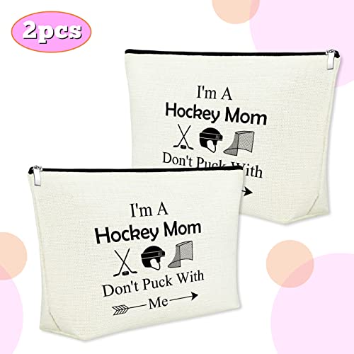 I'm a Hockey Mom Don't Puck with Me Makeup Bag Set - 2 PCS