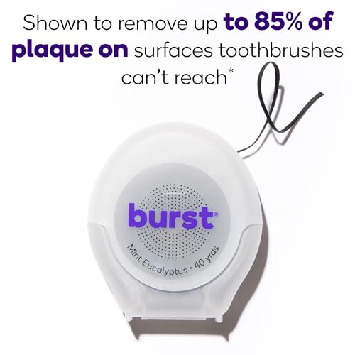 Burst Expanding Dental Floss - Mint Eucalyptus, 80 Yards, Stain Absorbing & Vegan