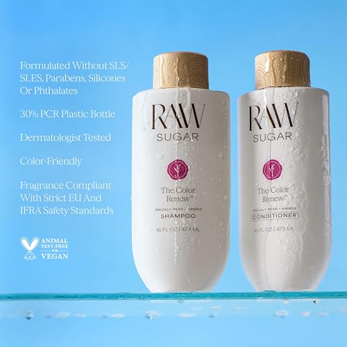 RAW SUGAR Color Protect Shampoo & Conditioner Set - Vegan, Sulfate-Free, 16oz