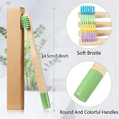 Boao 10 Pack Kids Bamboo Toothbrushes - Soft Bristle, BPA-Free