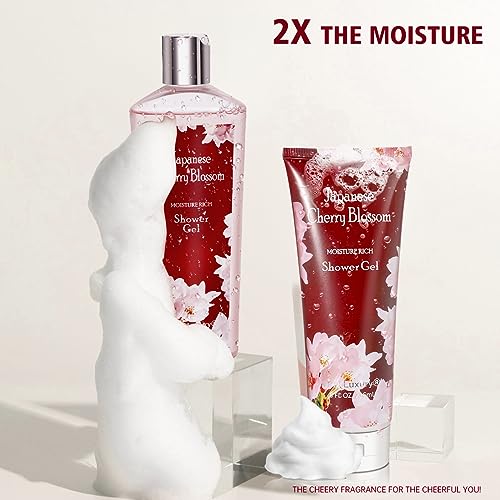 Vital Luxury Japanese Cherry Blossom Bath & Body Set Shower Gel & Body Cream for Her & Him