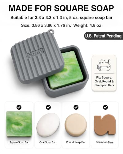 Leakproof Silicone Travel Soap Case for Square Bars - Dark Gray
