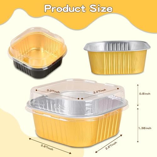 40 Pack Mini Cake Pans with Lids - 5oz Aluminum Baking Cups