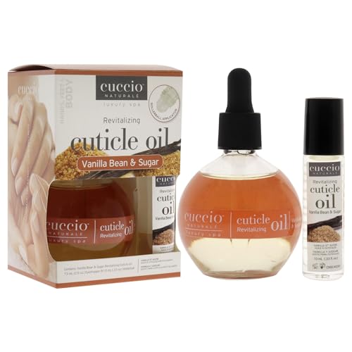 Cuccio Naturale Vanilla Bean & Sugar Cuticle Oil Set - Hydrating Nail & Cuticle Care, 1 Fl Oz, 2 Pack