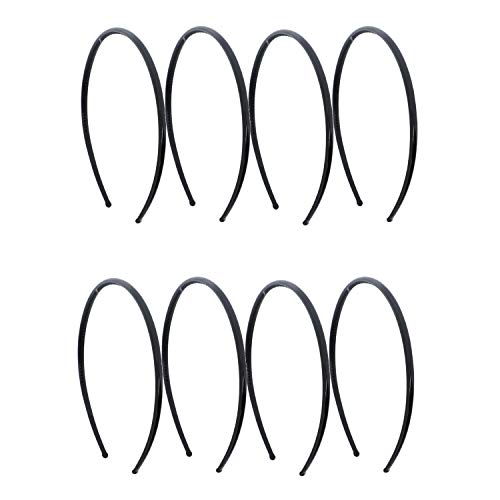 Motique Accessories Thin Plastic Headbands Set of 8 - Black Hair Accessories