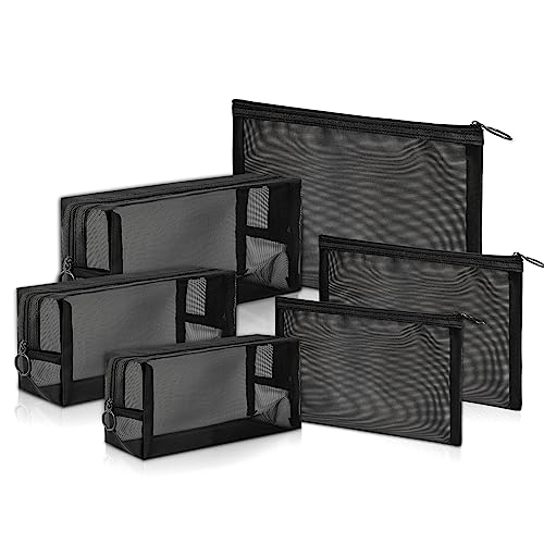 Unoutur 6-Piece Mesh Cosmetic Bag Set - Transparent Travel Toiletry Pouch