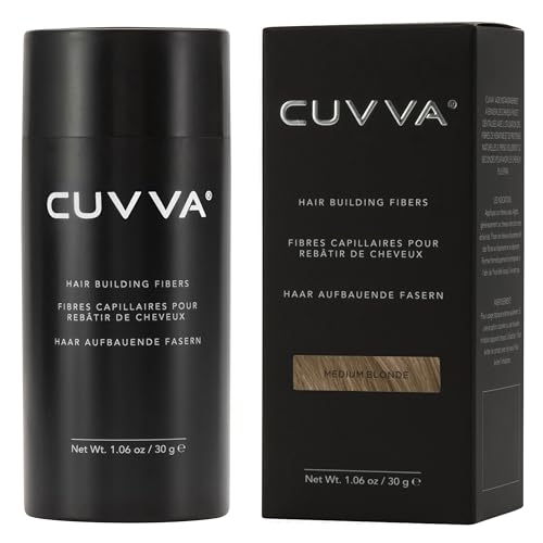 CUVVA Hair Building Fibers 30g - Instant Thicker Hair in Medium Blonde - For Men & Women