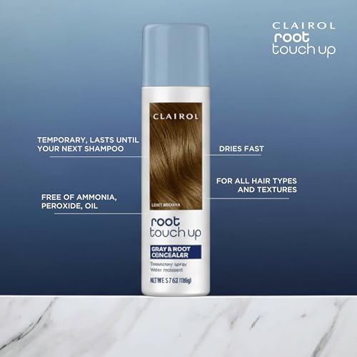 Clairol Root Touch-Up Temporary Hair Coloring Spray, Medium Brown Hair Color | Instant Natural-Looking Gray Root Coverage | Ammonia Free | Lightweight Formula | Pack of 1