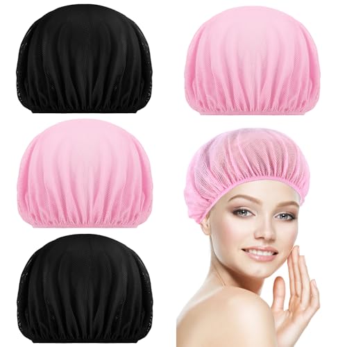 Bremorou 4-Pack Mesh Sleeping Caps for Curly Hair - Soft Night Hair Nets for Women
