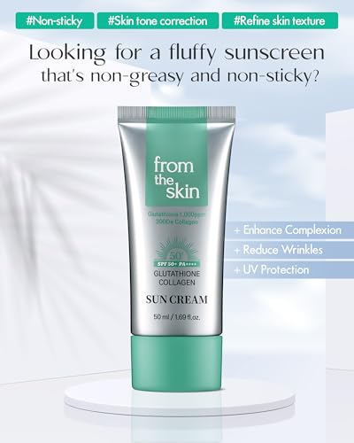 FROM THE SKIN Glutathione Collagen Sun Cream SPF 50+ PA++++, 1.69oz