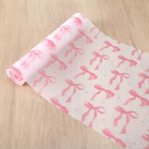 Kathfly Pink Bow Drawer & Shelf Liner - 12 x 118 Inch Waterproof Mat