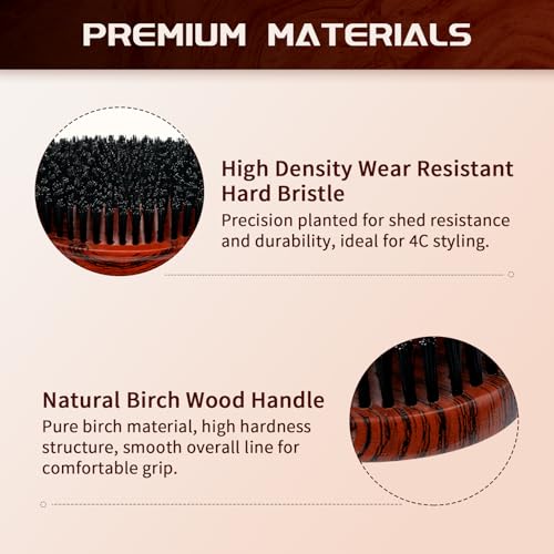 360 Curved Wave Brush for Men - Hard Bristle Hair Styling Tool