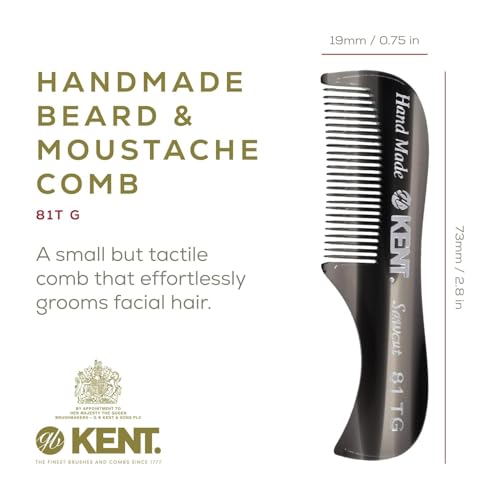 Kent A 81T Small Men's Beard & Mustache Pocket Comb 2-Pack Tortoiseshell/Graphite