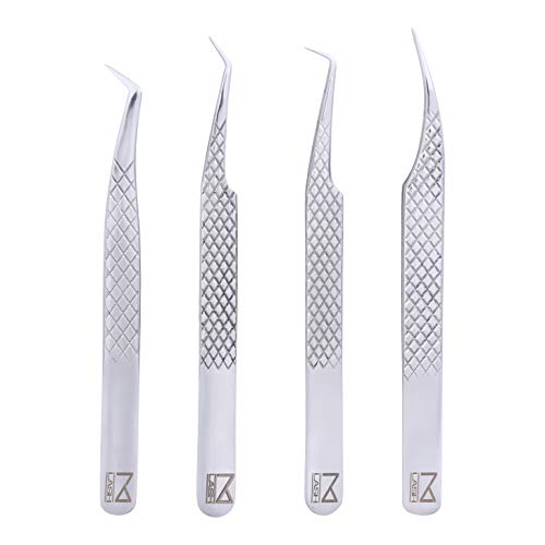 M Lash Eyelash Extension Tweezers Set - 4-Piece Japanese Steel Kit
