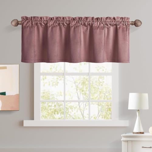 Dusty Rose Velvet Window Valance Curtain Panel - 52" x 18"