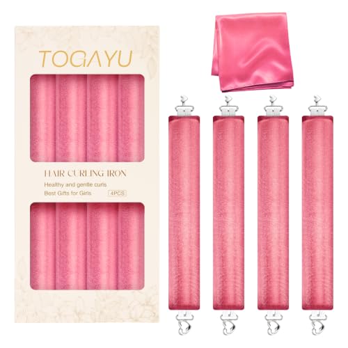 Togayu Pink Heatless Jumbo Velvet Hair Curlers Set for Overnight Styling